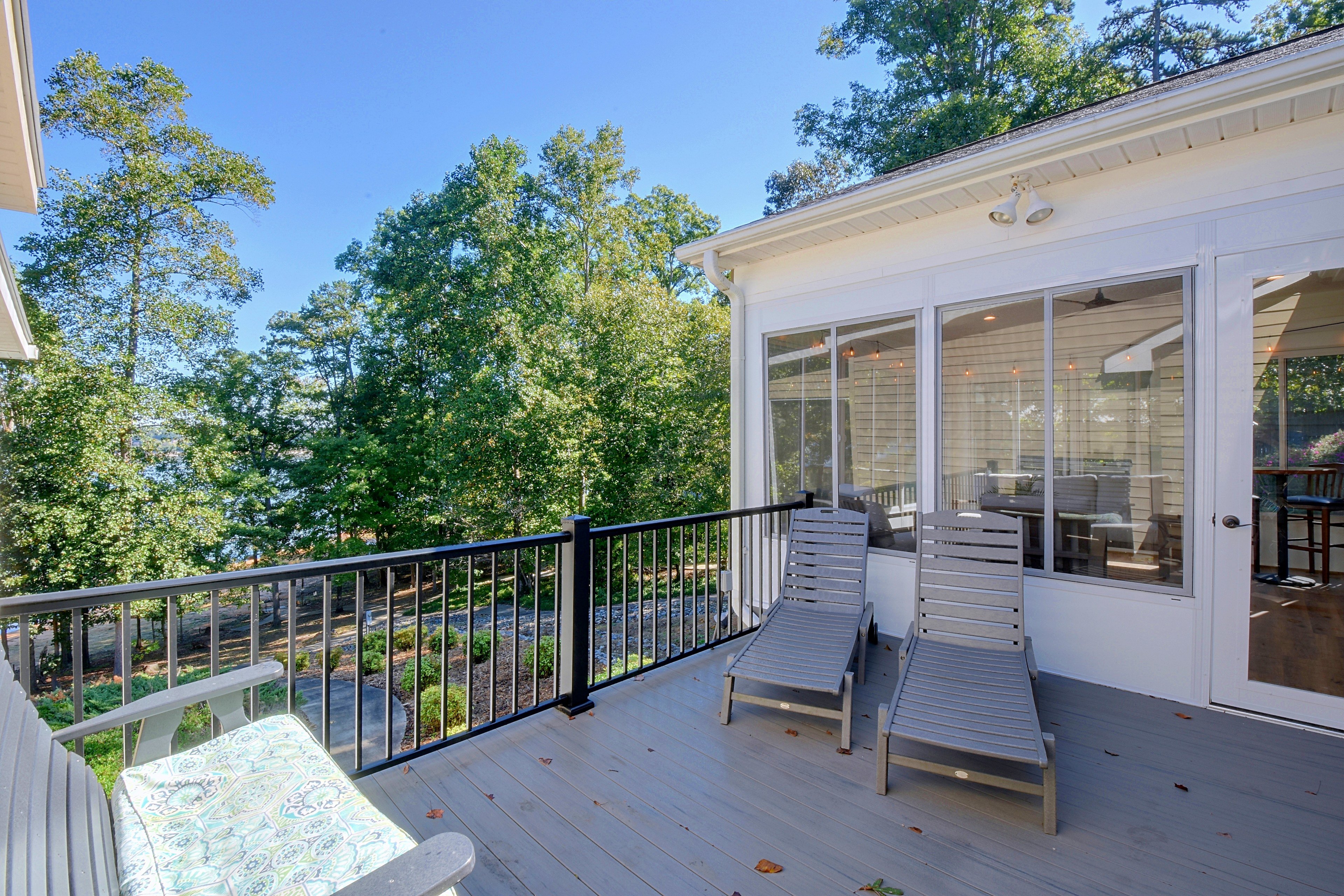 Upper deck adjoining the sunroom wall.