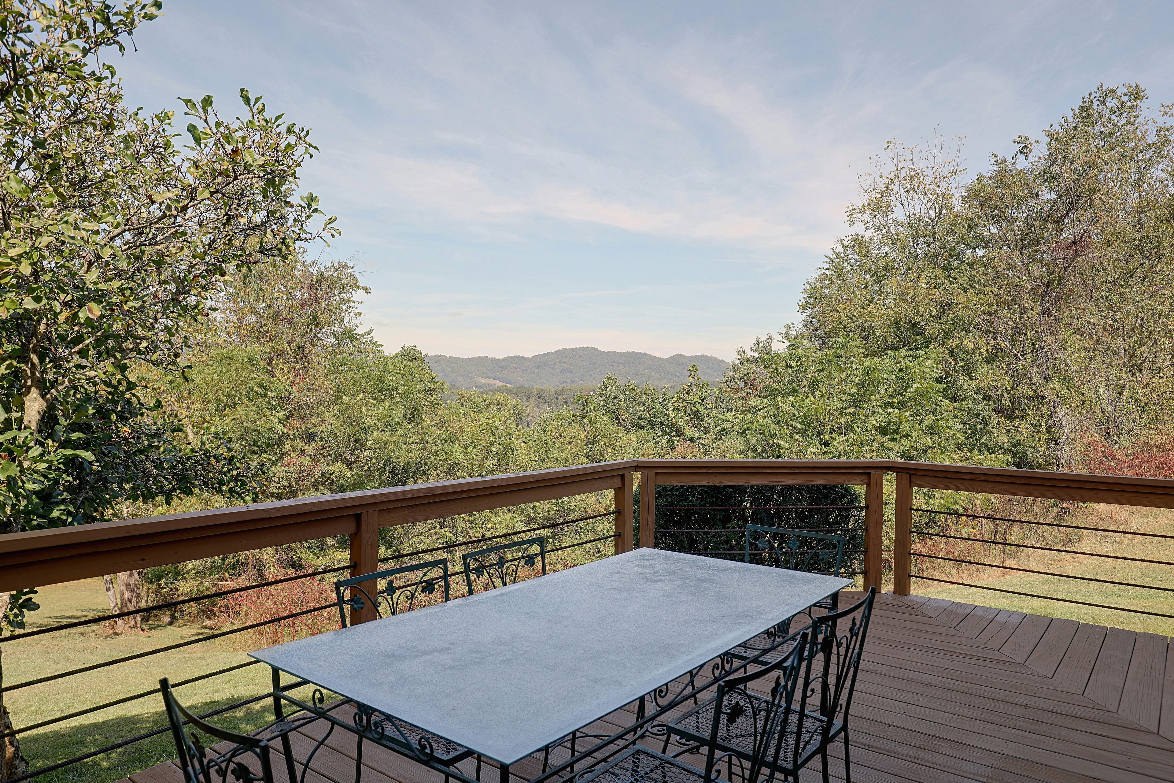 Deck | Dining Area | Mountain Views